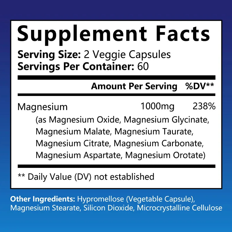 Magnesium Complex - Magnesium Glycinate, Magnesium Malate, Supports Muscle, Bone Health, Sleep Quality, Relieves Anxiety